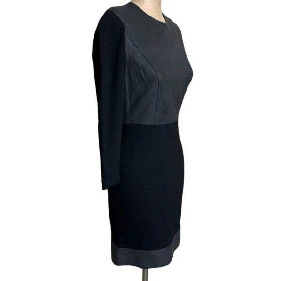 Robert Rodriguez Black Leather Panel Ponte Knit Cocktail Dress Size 6 | Designer - Picture 4 of 14